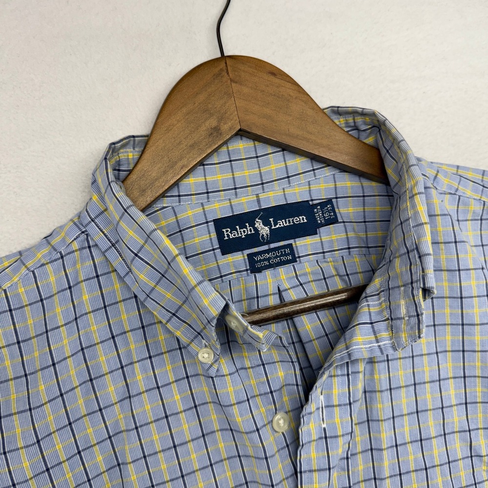 Vintage Ralph Lauren Shirt Men's 16.5 Large Blue Lightweight Oxford Yarmouth 90s